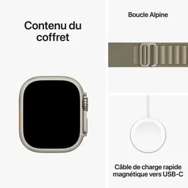 Apple Watch Ultra 2 GPS + Cellular 49 mm Titangehäuse natur, Alpine Loop olive M