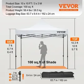 Vevor Faltpavillon 3 x 3 m Weiß