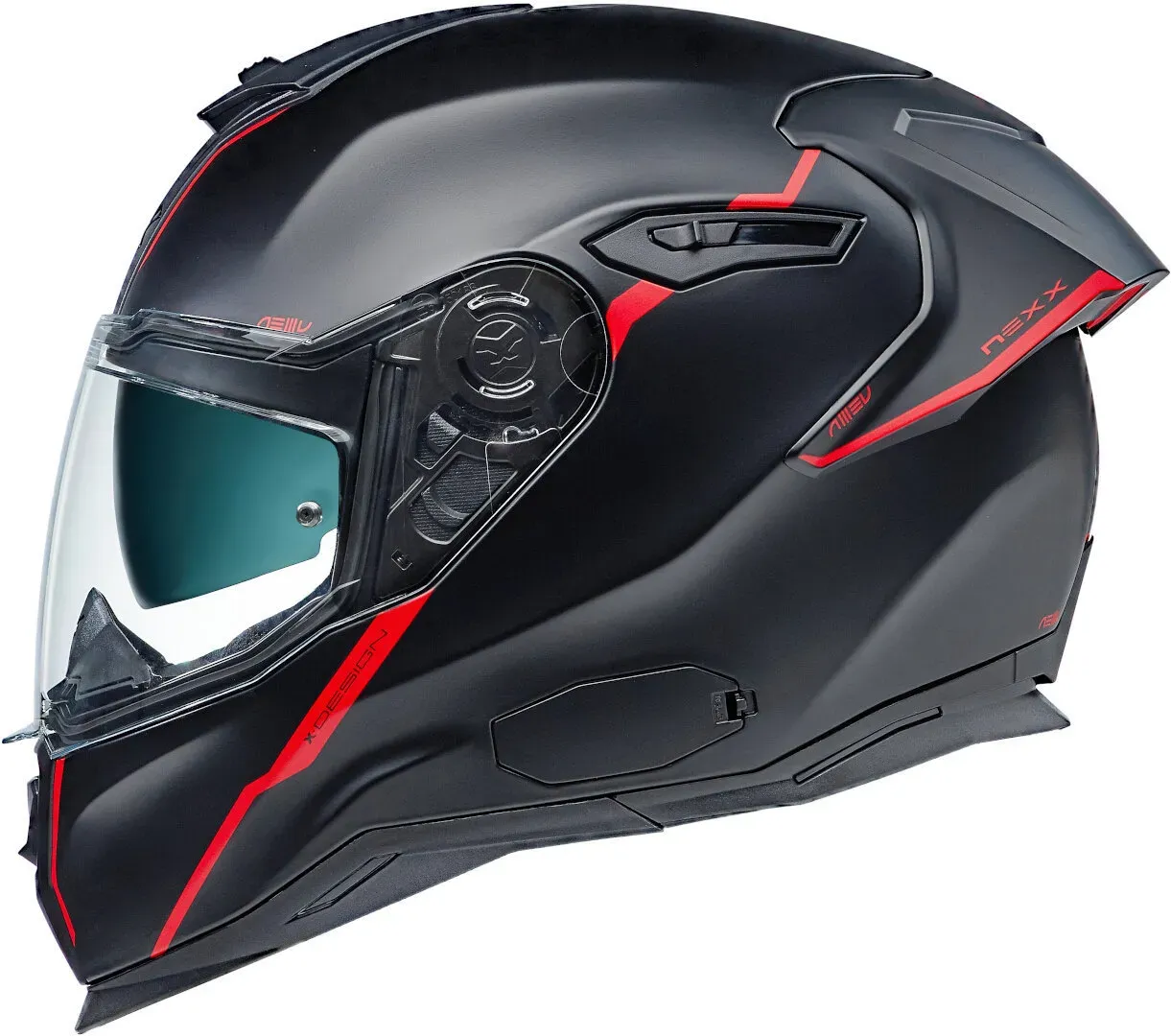 Nexx SX.100R Shortcut helm, zwart-rood, 2XL Voorman