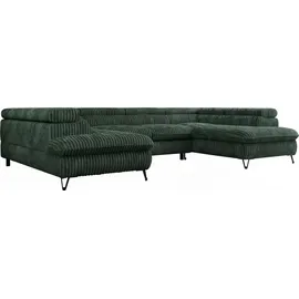 MKS Meble Ecksofa Cord U-Form 2-Sitzer Grün