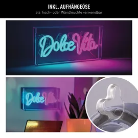 NÄVE LED Dekolicht "DOLCE VITA", transparent, 1, H: 15cm, 1 Stk., Leuchten, Schriftzug beleuchtet blau rot, Tisch- Wandfunktion, transparent, USB