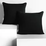 DecoKing 2 Kissenbezüge 80x80 cm Jersey 100% gekämmte Baumwolle Reißverschluss schwarz Amber