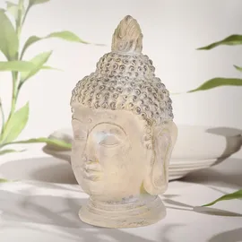 ECD Germany Buddha Figur 55 cm Beige/grau, Kunststein Polyresin Gartenfigur