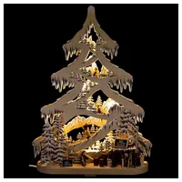 RATAGS Kunsthandwerk Schwibbogen Lichterspitze Tanne Skipiste mit Raureif 56 cm