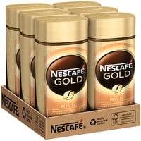 NESCAFÉ GOLD Mild, löslicher Bohnenkaffee, Instant-Kaffee aus erlesenen Kaffeebohnen, koffeinhaltig, 6er Pack (6x100g)