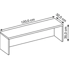 Hammerbacher Thekenaufsatz gerade, weiß 115,0 x 32,0 x 35,0 cm