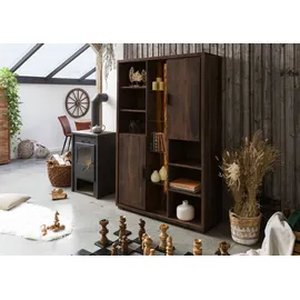 Massivmoebel24 BARK Schrank 118x40x180 dunkelbraun