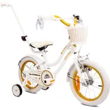 Sun Baby Mädchenfahrrad 14 Zoll Glocke Zusatzräder Schubstange, Heart Bike Weiß Gold