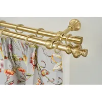 GARESA Gardinenstange GARESA "ANDREA", gold (mattmessingfarben), L:430cm Ø:20mm, Metall, Gardinenstangen, Vorhanggarnitur, verlängerbar, Endknopf Profil groß, mit Ringen