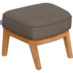 Hocker TOM TAILOR HOME "COZY", braun (braun tus 4), B:59cm H:43cm T:43cm, Vintage Webstoff TUS (60% Baumwolle, 40% Leinen), Hocker, Polsterhocker, mit Kedernaht, Füße Buche natur