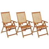vidaXL Klappbare Gartenstühle 3 Stk. mit Auflagen Massivholz Akazie