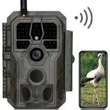 GardePro Wildkamera GardePro E8 64MP 1296P H.264 Video, Wildtierkamera mit Handyübertragung App, WiFi Wildtierkamera mit Nachtsicht Bewegungsmelder, 0,1s Schnelle Trigger, IP66