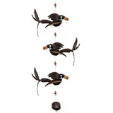 Kunsthandwerk Asien Windspiel Mobile 3 Vögel aus Holz 81 cm Schwarz