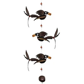 Kunsthandwerk Asien Windspiel Mobile 3 Vögel aus Holz 81 cm Schwarz