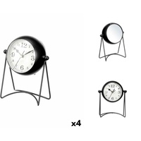 Gift Decor Uhr Tischuhr Schwarz Metall 15,5 x 20 x 11 cm 4 Stück schwarz