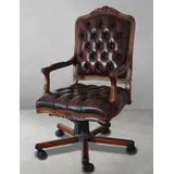 Casa Padrino Luxus Barock Chesterfield Leder Schreibtischstuhl Weinrot / Braun / Schwarz - Höhenverstellbarer Barock Bürostuhl mit hochwertigem E...