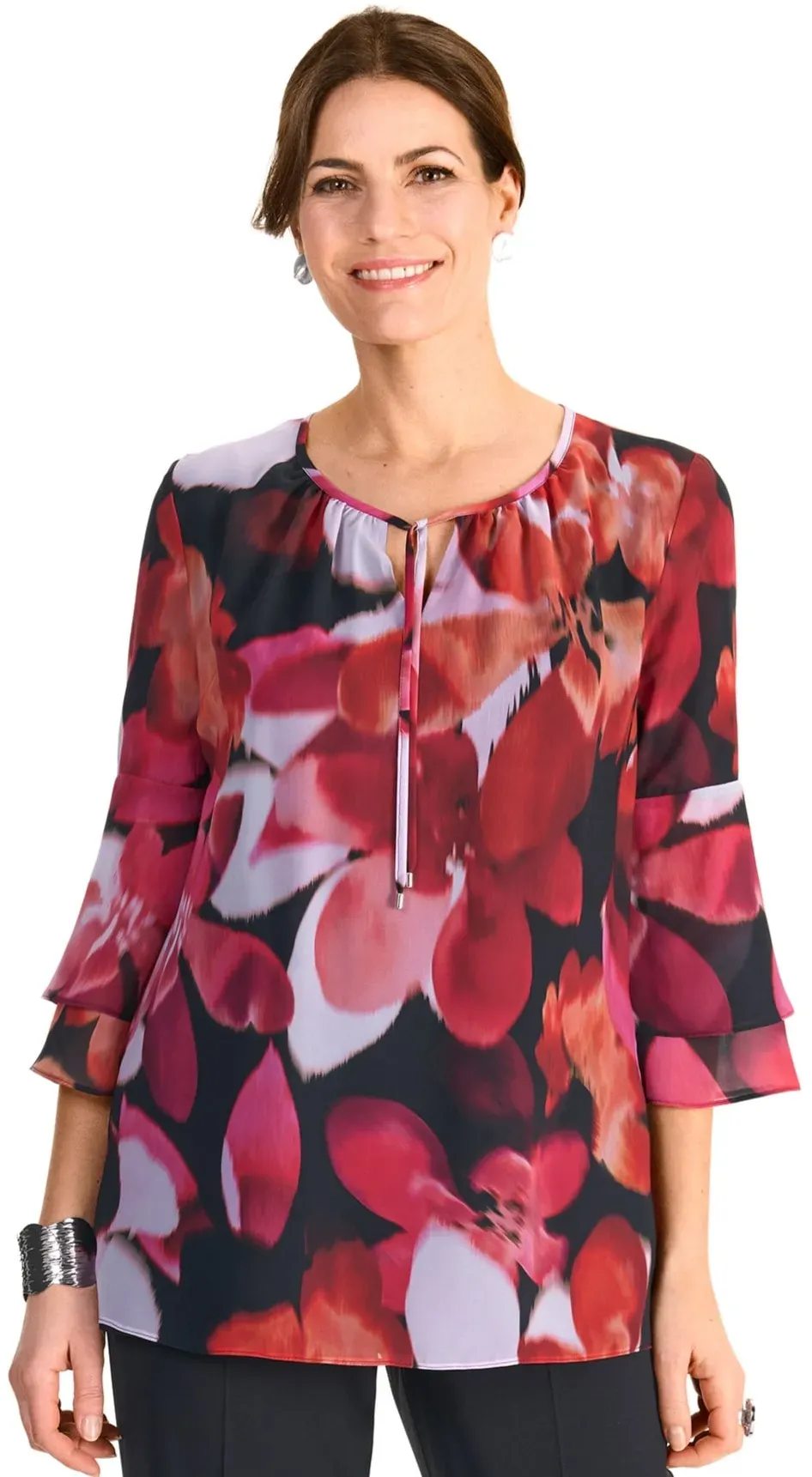 HERMANN LANGE Collection Druckbluse, mit floralem Muster HERMANN LANGE Collection rot-schwarz 40