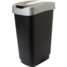 livinja 1er Set Kunststoff Mülleimer mit Schwingdeckel Abfalleimer 50L schwarz/silber - Schwarz