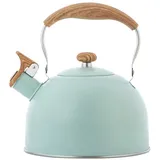 BYNYXI 2.5L Pfeifkessel Induktion, Moderne Wasserkessel Edelstahl Whistling Kettle Kaffeekessel Automatisch pfeifender Wasserkocher Flötenkessel mit Holzgriff Pfeifkessel für Induktionsherd Gasherd