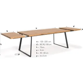 danzz Delta 90 x 90 x 90 cm ausziehbar braun