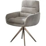 DeLife Polsterstuhl Abelia-Flex, mit Armlehnen Kreuzgestell kantig Edelstahl Cord Silbergrau grau|silberfarben 62 cm x 91 cm x 60 cm