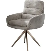 DeLife Polsterstuhl Abelia-Flex, mit Armlehnen Kreuzgestell kantig Edelstahl Cord Silbergrau grau|silberfarben 62 cm x 91 cm x 60 cm