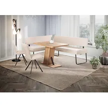 OTTO home Eckbankgruppe Gabi Essecke, Sitzgruppe, Eckbankgruppe, Küchenbankgruppe, (Set, 4-tlg., 4tlg), Gestell aus matt-schwarzem Flachmetall, stabil, 2-Stoff-Design beige|weiß
