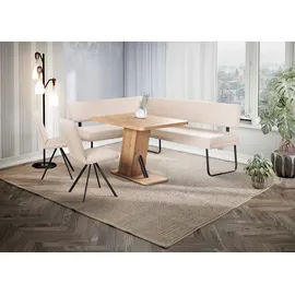 OTTO home Eckbankgruppe Gabi Essecke, Sitzgruppe, Eckbankgruppe, Küchenbankgruppe, (Set, 4-tlg., 4tlg), Gestell aus matt-schwarzem Flachmetall, stabil, 2-Stoff-Design beige|weiß