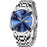 LIGE Herren-Armbanduhr, modisch, Sport, wasserdicht, analog, Quarz, Uhren mit Edelstahl, Business-Armbanduhr, blau, Armband