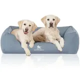 Knuffelwuff Orthopädisches Hundebett Leon aus Velour - blau