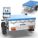 Tarpofix Tarpofix® Anhänger Plane 150 x 100 cm inkl. Planenseil | Anhängerplane Flachplane aus PVC PLANENMATERIAL | Verstärkte Brenderup Anhänger Plane für DDR PKW Hänger | Abdeckplane Anhänger Abdeckung Blau