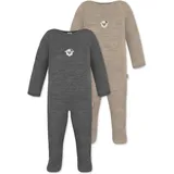 Normani Outdoor Sports 2er Pack MERINO Baby Merino Strampler „Levin" in Anthrazit/Beige | Gr.: 62