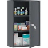 Pangivo Medizinschrank, Grau, Metall, 40x60x18 cm, Badezimmer, Badezimmerschränke, Medizinschränke