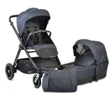 Cangaroo Kombikinderwagen Macan 2 in 1 Babywanne Sportsitz Tasche PolyurethanRäder Gurt blau - Blau