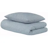 SCHIESSER Grebur Zickzack Hellblau 155 x 220 cm + 80 x 80 cm