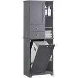 SoBuy Hochschrank BZR104 60 x 170 x 37 cm Grau Holzwerkstoff