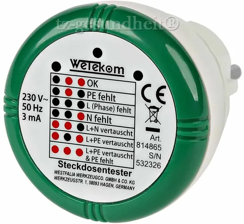 Erdungs Checker - Steckdosenprüfer - TZ-Gesundheit