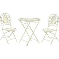 Beliani Bistroset hellgrün Metall 2er Balkon Terrasse Zusammenklappbar Garten romantisch - Grün