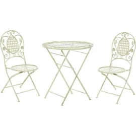 Beliani Bistroset hellgrün Metall 2er Balkon Terrasse Zusammenklappbar Garten romantisch - Grün