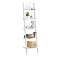 SoBuy FRG17-W Leiterregal mit 5 Ebenen Standregal Bücherregal Badregal Wandregal weiß BHT ca. 56x189x32,5cm