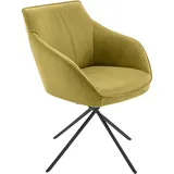 Koinor Armlehnstuhl, Schwarz, Hellgrün, Metall, Leder, Echtleder, Büffelleder, Rundrohr, Drehkreuz, 60x84x67 cm, Goldenes M, Dgm, Lederauswahl, Stoffauswahl, Typenauswahl, Gestellauswahl, automatische Rückholfunktion, Sitzfläche 320° drehbar, Esszimmer, Stühle, Esszimmerstühle, Armlehnenstühle