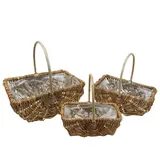 Viana Dekokorb Weidenkorb Set 3tlg rechteckig Naturfarbe, vielseitig als Dekokorb