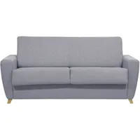 Schlafsofa skandinavisch mit Matratze 18 cm hellgrauer Stoffbezug GRAHAM