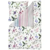 Estella Bettwäsche Lily 4747 985 Multicolor, Mako-Satin, 2 teilig, geblümt, Blumen, gestreift bunt