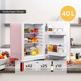 First Austria Retro Mini-Kühlschrank 40 l 56,2 cm hoch Rosa