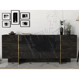 moebel17 Sideboard Veyron Rebab Braun Dunkelgrau ( Marmor Optik )