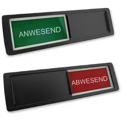 CombiCraft Schiebeschild "Anwesend-Abwesend" in einem schwarzen Kunststoffschiebeprofil ca. 178x50mm