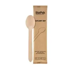 DUNI Holzbesteck, kleiner Löffel, Petit, BioPak, einzeln verpackt 195926 , 1 Karton = 250 Stück