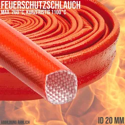 20 x 2,3 mm Feuer Flamm Brand Schutz Schlauch Silikon Fiberglas DN rot EN 45545 ...