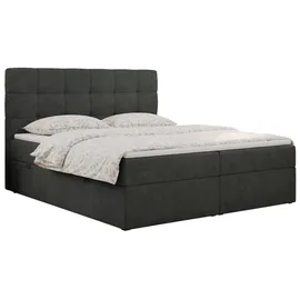 MKS Meble Boxspringbett mit Matratze, Bett mit Multipocket - Matratze und Topper Polsterbett mit Bettkasten und Kopfteil, ERNI ... - Dunkelgrau,